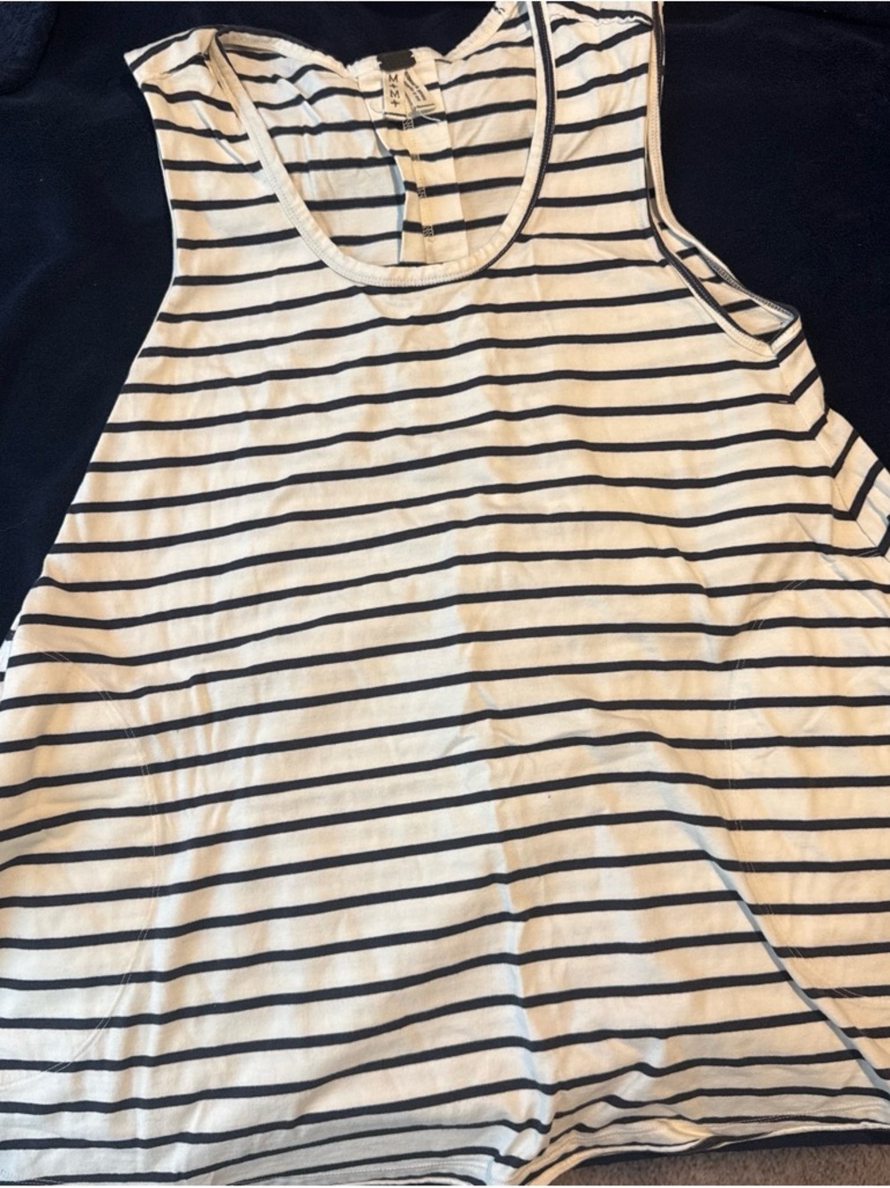Free People White Tank Top with Black Stripes